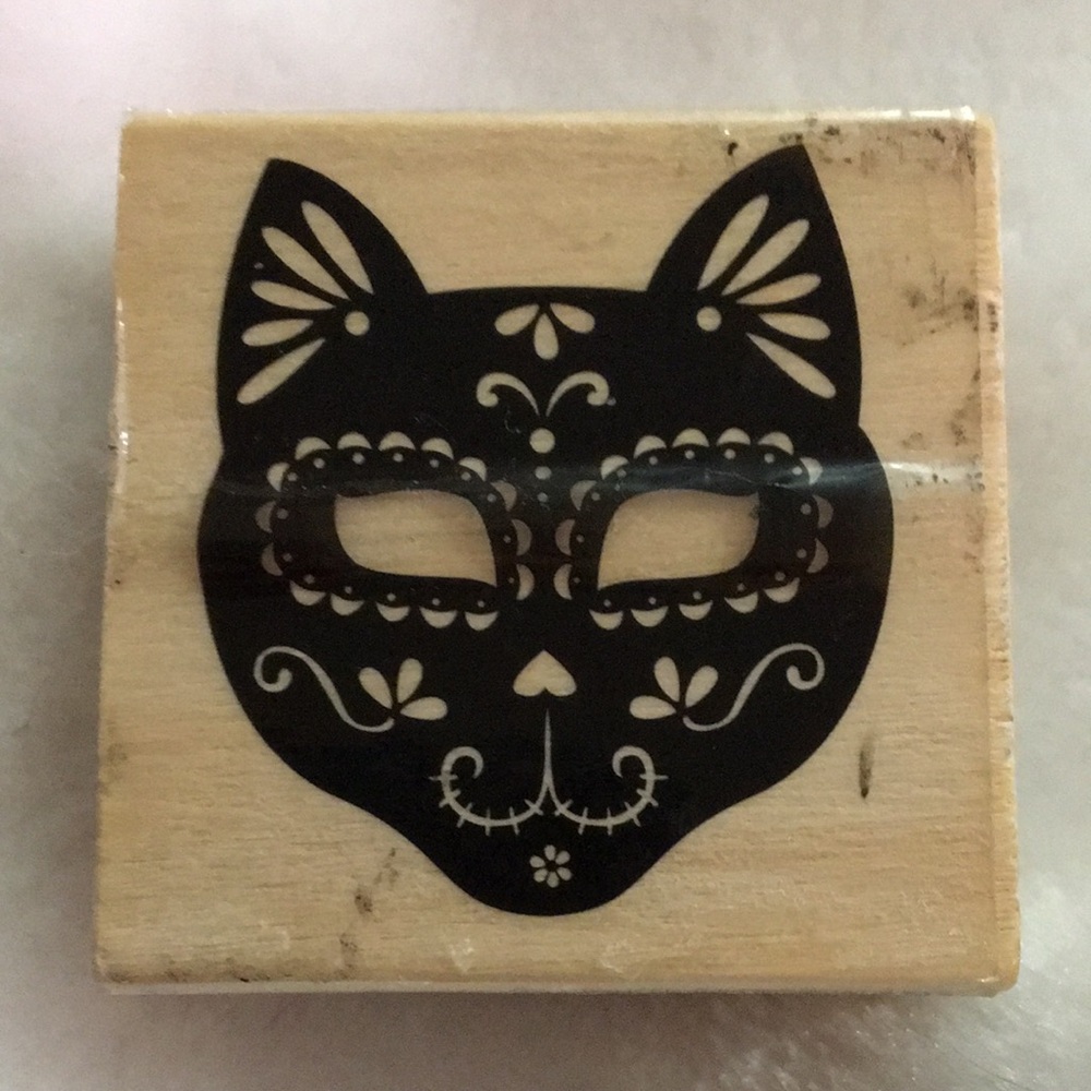 Cat Face Stamp with Black Design